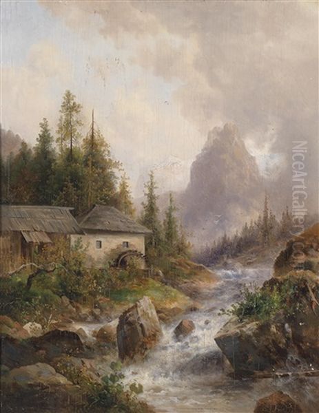 Muhle Aus Dem Hollthall (?) Oil Painting by Emil Barbarini