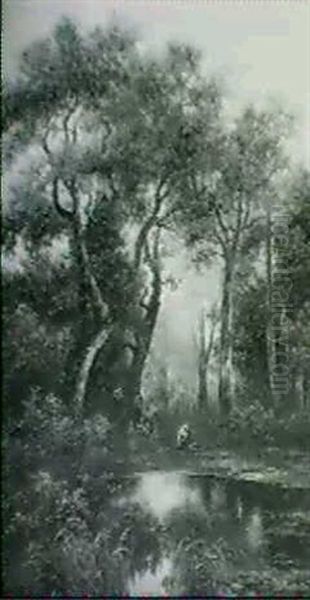 Reisigsammler Im Hochwald Oil Painting by Emil Barbarini