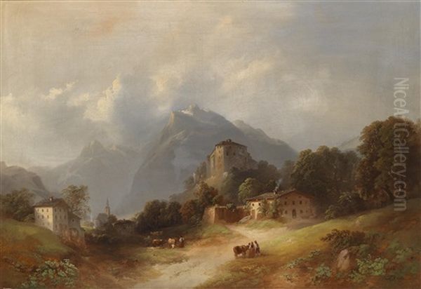 Grose, Dekorative Landschaft Oil Painting by Franz Barbarini