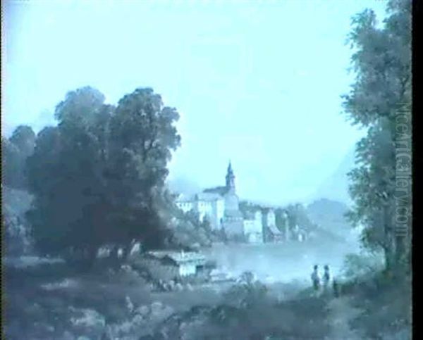 Stadtchen Am See Oil Painting by Franz Barbarini