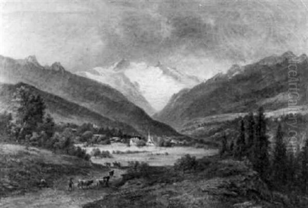 Blick Ins Stubaital Oil Painting by Gustav Barbarini