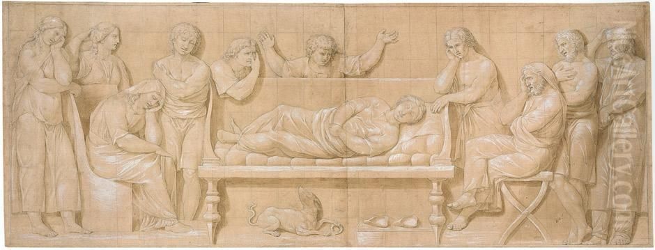 Fries Mit Antiker Trauerszene Um Ein Madchen Oil Painting by Luigi Ademollo