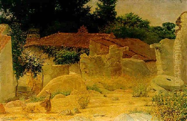 El Molino De Anticoli Oil Painting by Mariano Barbasan Lagueruela