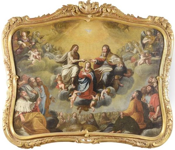 Coronation Of Virgin Mary Oil Painting by Giangiacomo Barbelli