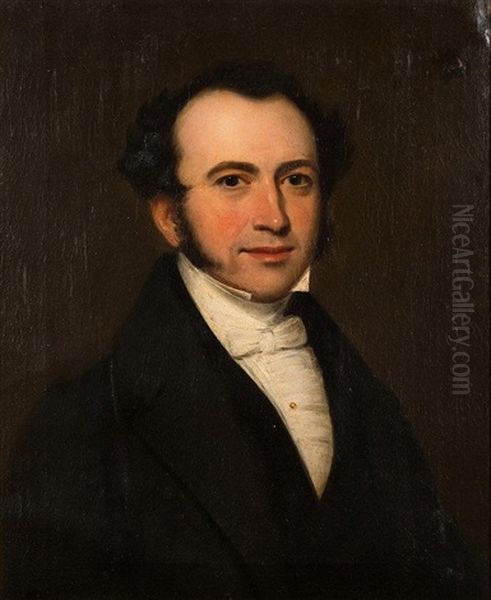 Portrait Of Reverend Henry Leonard Adams [b.1798], Together With A Portrait Attributed To Barber Of Captain James Scott [b.1793] (2 Works) Oil Painting by Thomas Barber