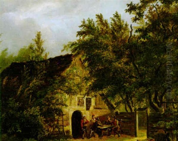 Vor Der Schanke Oil Painting by Pieter Barbiers Bartholomeusz