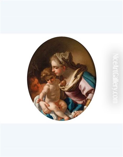 Madonna Col Bambino E San Giovannino Oil Painting by Pietro Bardellino