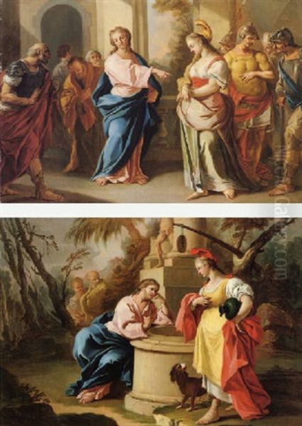 Christ And The Adultress Oil Painting by Pietro Bardellino