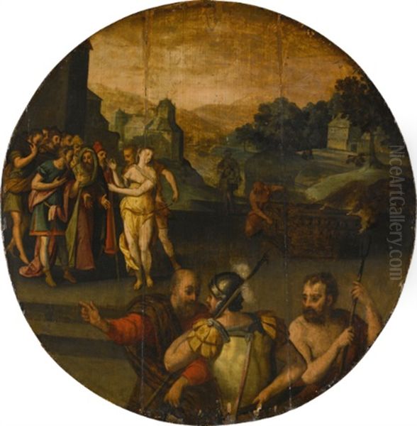 A Female Saint Led To Her Martyrdom Oil Painting by Dirck Barendsz.