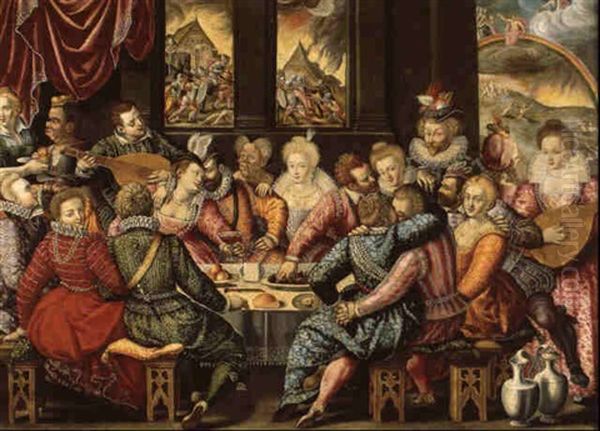 Scene De Banquet Oil Painting by Dirck Barendsz.