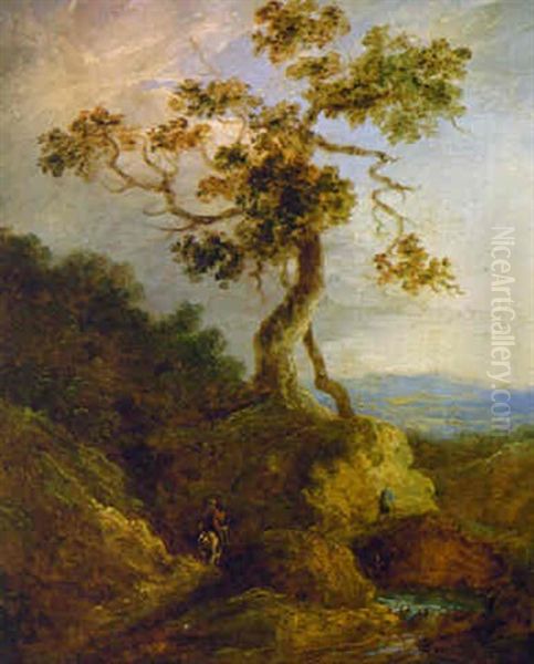 Travellers On A Rocky Path Oil Painting by Benjamin Barker