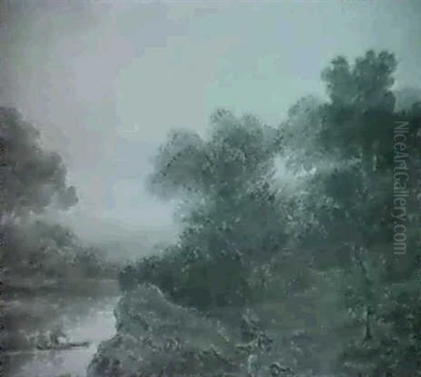 Dartington Grounds... [&] Drovers And Their      Cattle... [&] On The Canal... [&] Ashprington... Oil Painting by Benjamin Barker