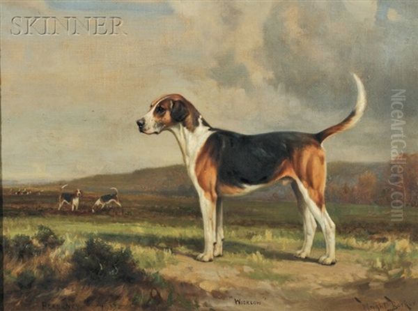 Fox Hound Wicklow Oil Painting by Wright Barker