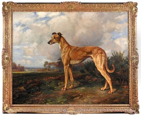 The Greyhound Heavy Weapon, In A Landscape Oil Painting by Wright Barker