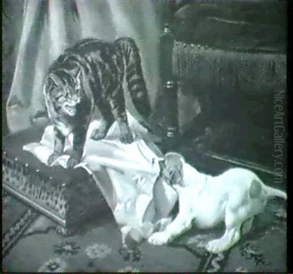 A Disputed Possession Oil Painting by Wright Barker