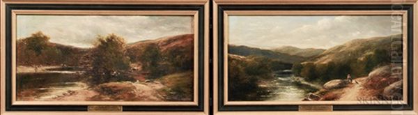 Two Views Of North Wales: On The Lledr Oil Painting by Adam Barland