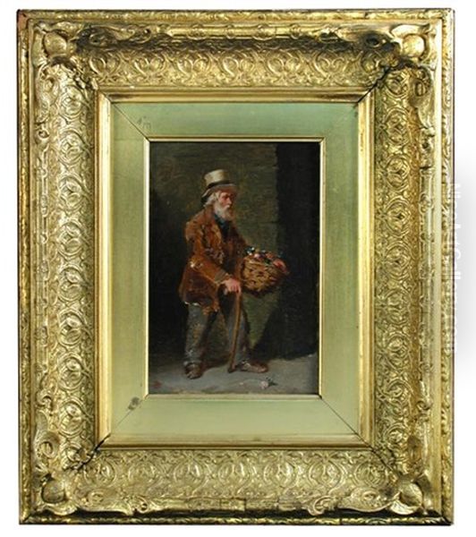 A Flower Seller; And An Orange Seller (a Pair) Oil Painting by Edward Charles Barnes