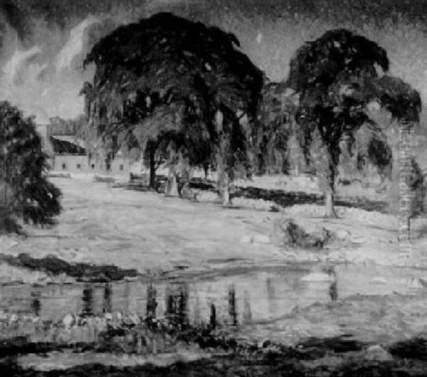 A Connecticut Farm: A View Of Mystic Oil Painting by Ernest Harrison Barnes