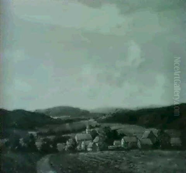 New England Village Oil Painting by Wilfred Molson Barnes