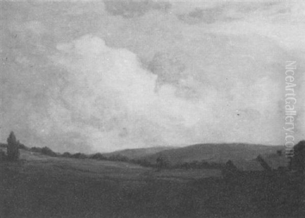 Country Road With Farm House On Sunny Hillside Oil Painting by Wilfred Molson Barnes