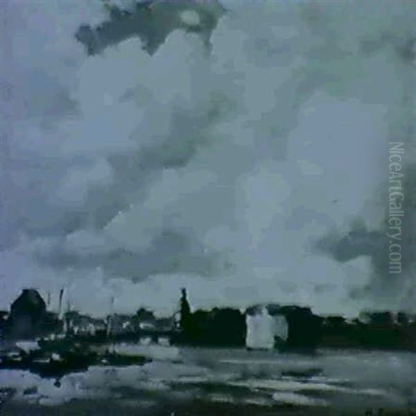 L'entree Du Port De Concarneau Oil Painting by Henri Alphonse Barnoin