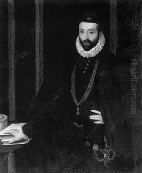 Portrait Of Francesco Maria Ii Della Rovere, Duke Of Urbino, Three Quarter Length, Wearing The Order Of The Golden... Oil Painting by Federico Barocci