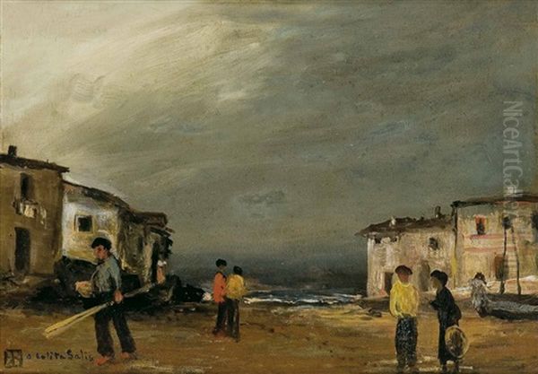 Pueblo De Pesca Oil Painting by Ricardo Baroja Nessi