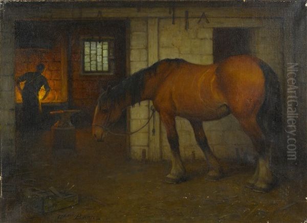 Smithy Oil Painting by William Barr