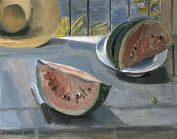 Stilleben (pasteques) Oil Painting by Maurice Barraud