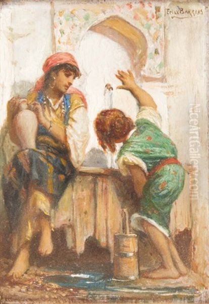 Enfant A La Fontaine Oil Painting by Felix Joseph Barrias