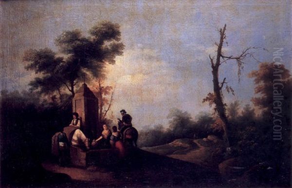 En La Fuente Oil Painting by Manuel Barron y Carrillo