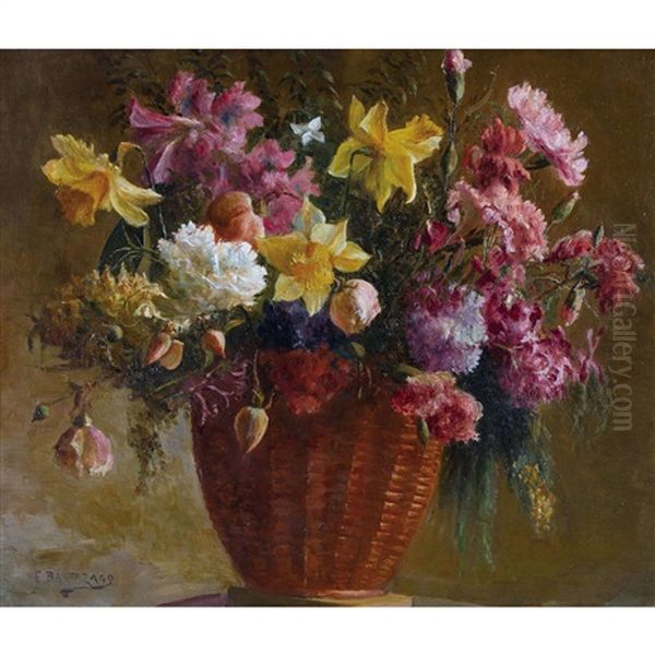 Stillleben Mit Nelken Und Osterglocken Oil Painting by Enrico Pistilli