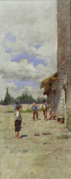 Una Partita Alle Palle Oil Painting by Enrico Pistilli