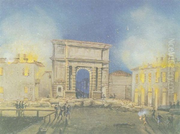 Milano: Porta Romana Oil Painting by Luigi Bartezzati