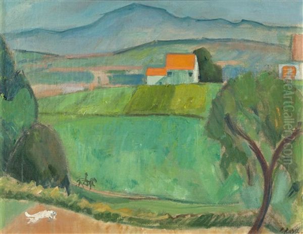 Landschaft Mit Haus Und Hund Oil Painting by Paul Basilius Barth