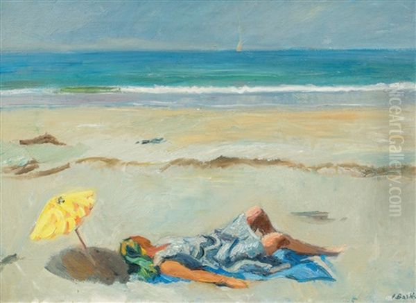 Liegende Am Strand Oil Painting by Paul Basilius Barth
