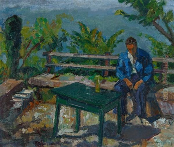 Gartenbild Mit Filius Oil Painting by Paul Basilius Barth