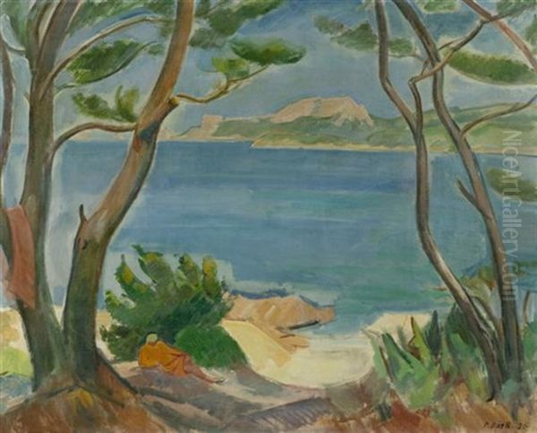 Strand Mit Pinien Oil Painting by Paul Basilius Barth