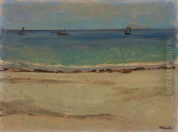 Strand In Der Bretagne (beach In Brittany) Oil Painting by Paul Basilius Barth