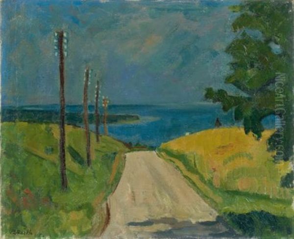 Kreuzung Bei Morges Mit Blick Auf Den Genfersee (crossing Near Morges With View Onto Lake Geneva) Oil Painting by Paul Basilius Barth