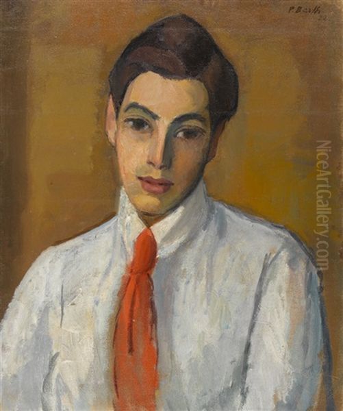 Portrat Eines Jungen Mannes Mir Roter Krawatte Oil Painting by Paul Basilius Barth