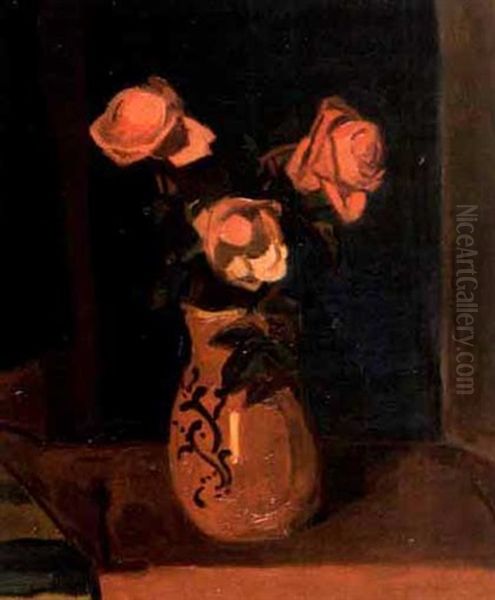 Rosen In Keramikkrug Oil Painting by Paul Basilius Barth