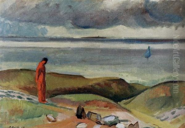 Spazierganger An Der Meereskuste Oil Painting by Paul Basilius Barth