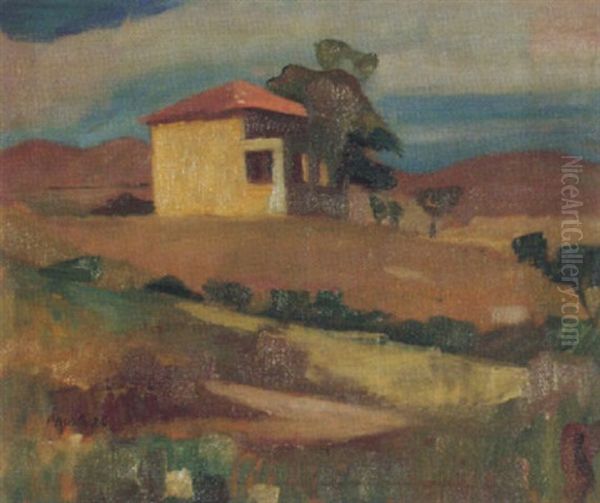 Weite Landschaft Mit Haus Oil Painting by Paul Basilius Barth