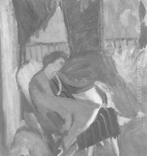 Sitzende Frau Im Garten Oil Painting by Paul Basilius Barth