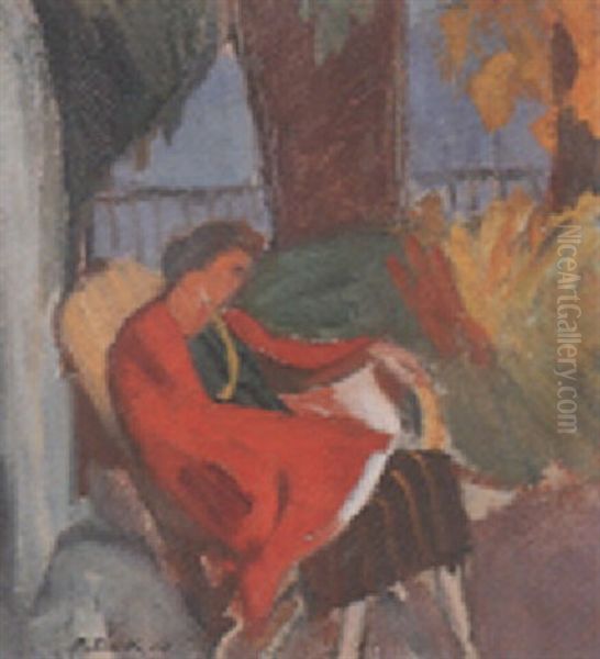 Ruhende Frau Im Garten Oil Painting by Paul Basilius Barth