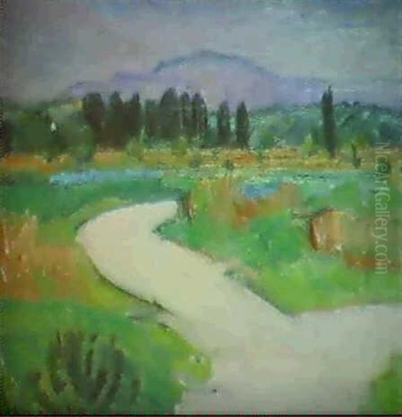 Wegkreuzung In Einer Sommerlandschaft Oil Painting by Paul Basilius Barth