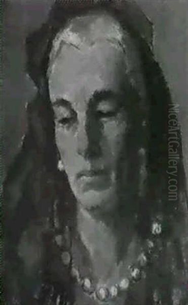 Fraumit Dunklem Schleier Oil Painting by Paul Basilius Barth