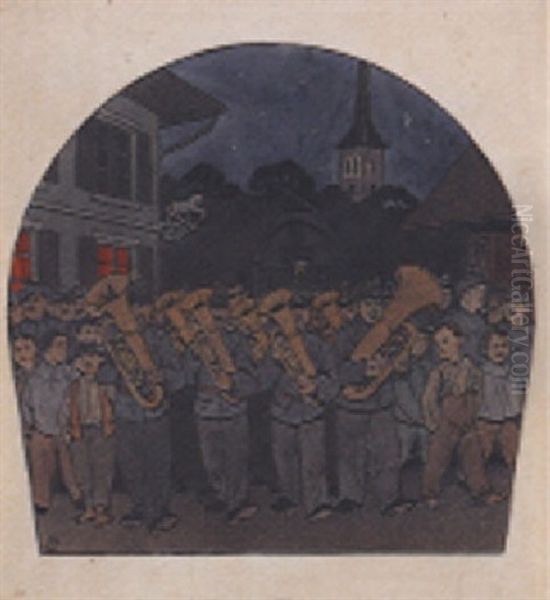 Nachtliche Blasmusik Oil Painting by Theodor Barth