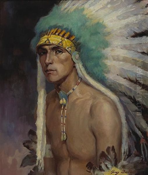 Double Shields, Blackfoot, Browning, Montana Oil Painting by Gray Phineas Bartlett